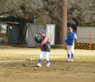 サード挑戦の河井「石垣さん、こんな感じですか?」